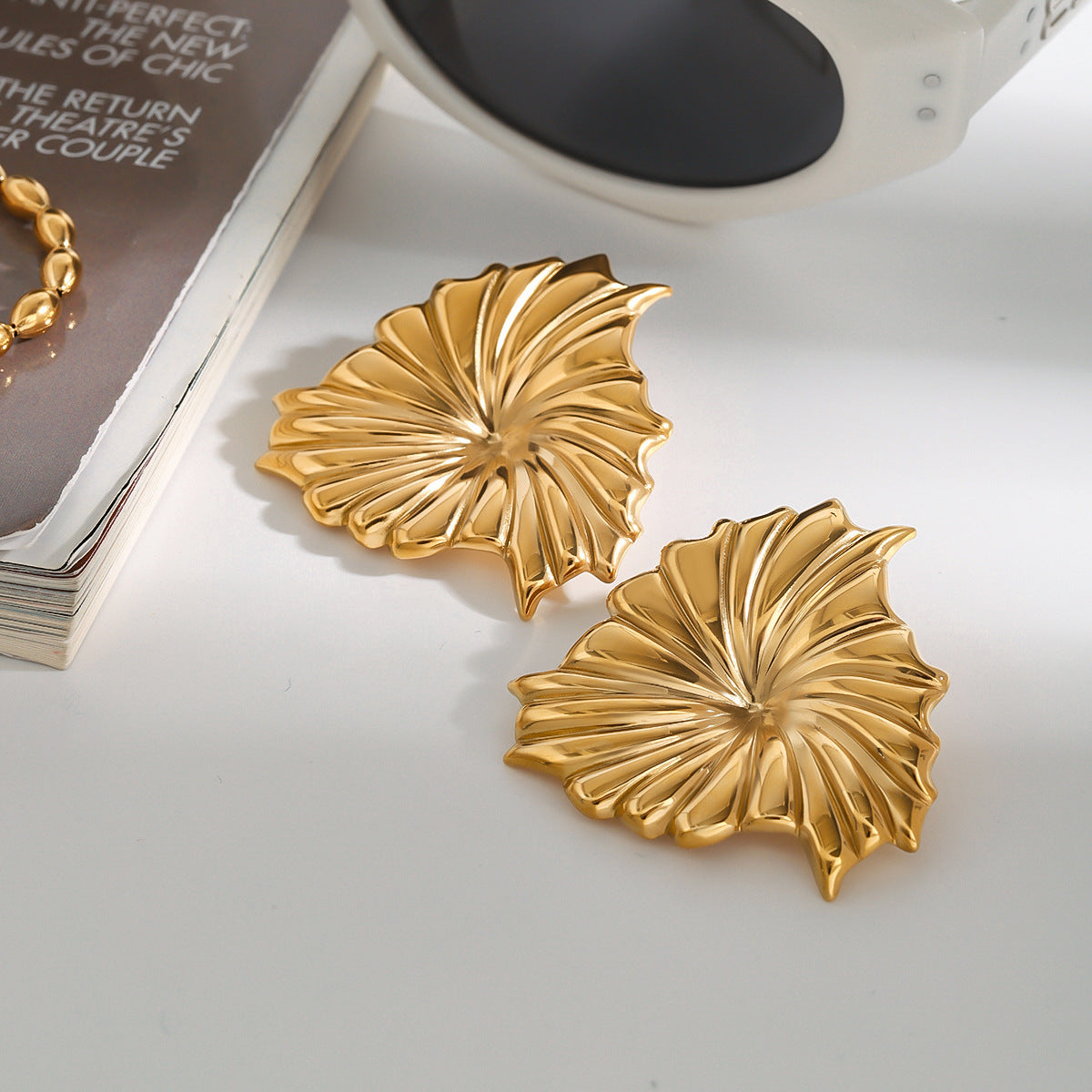 Rafaela Sculpted Petal Gold Earrings