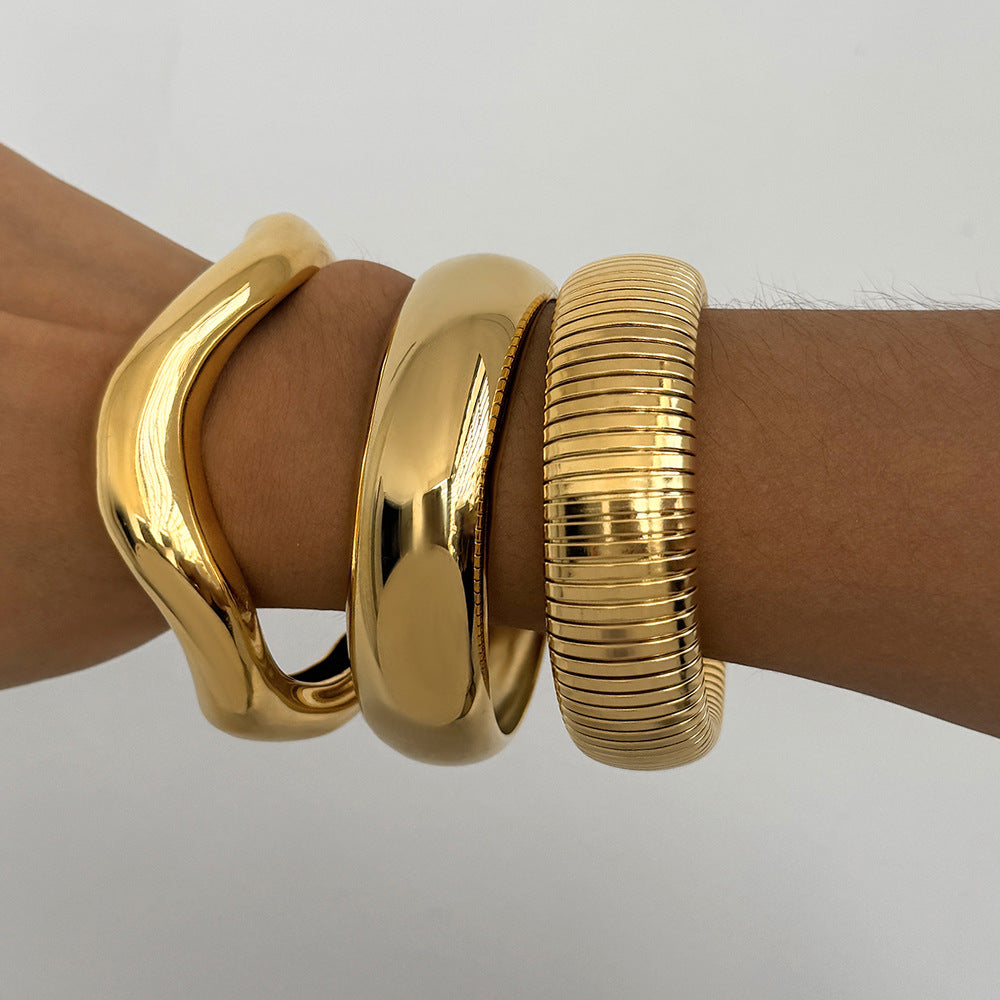 Luneth Chunky Gold Bangle Bundle