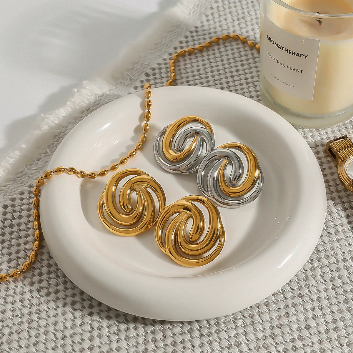 Janice Triple Spiral Gold Earrings