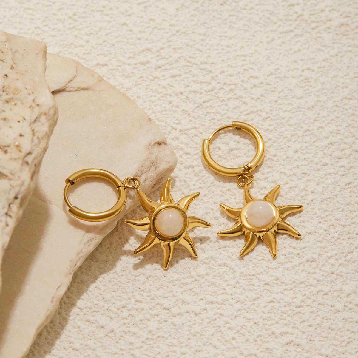 Helia Sun-shaped Moonstone Earrings