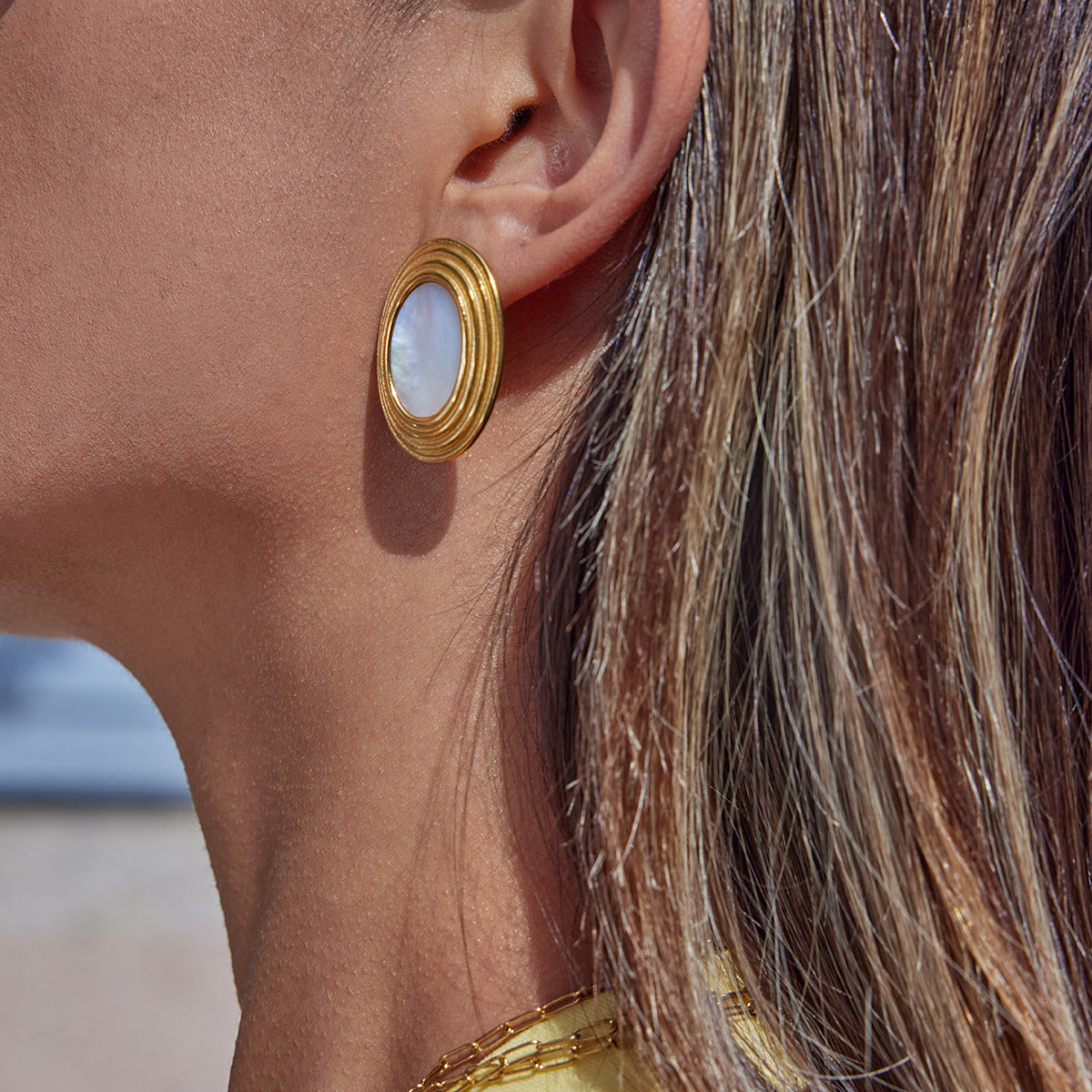 Ruthie Gold Enamel Earrings