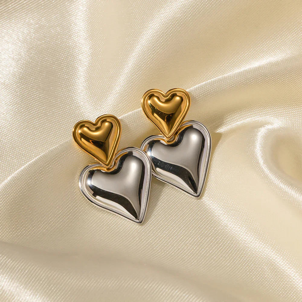 Zofia Two Tone Heart Earrings