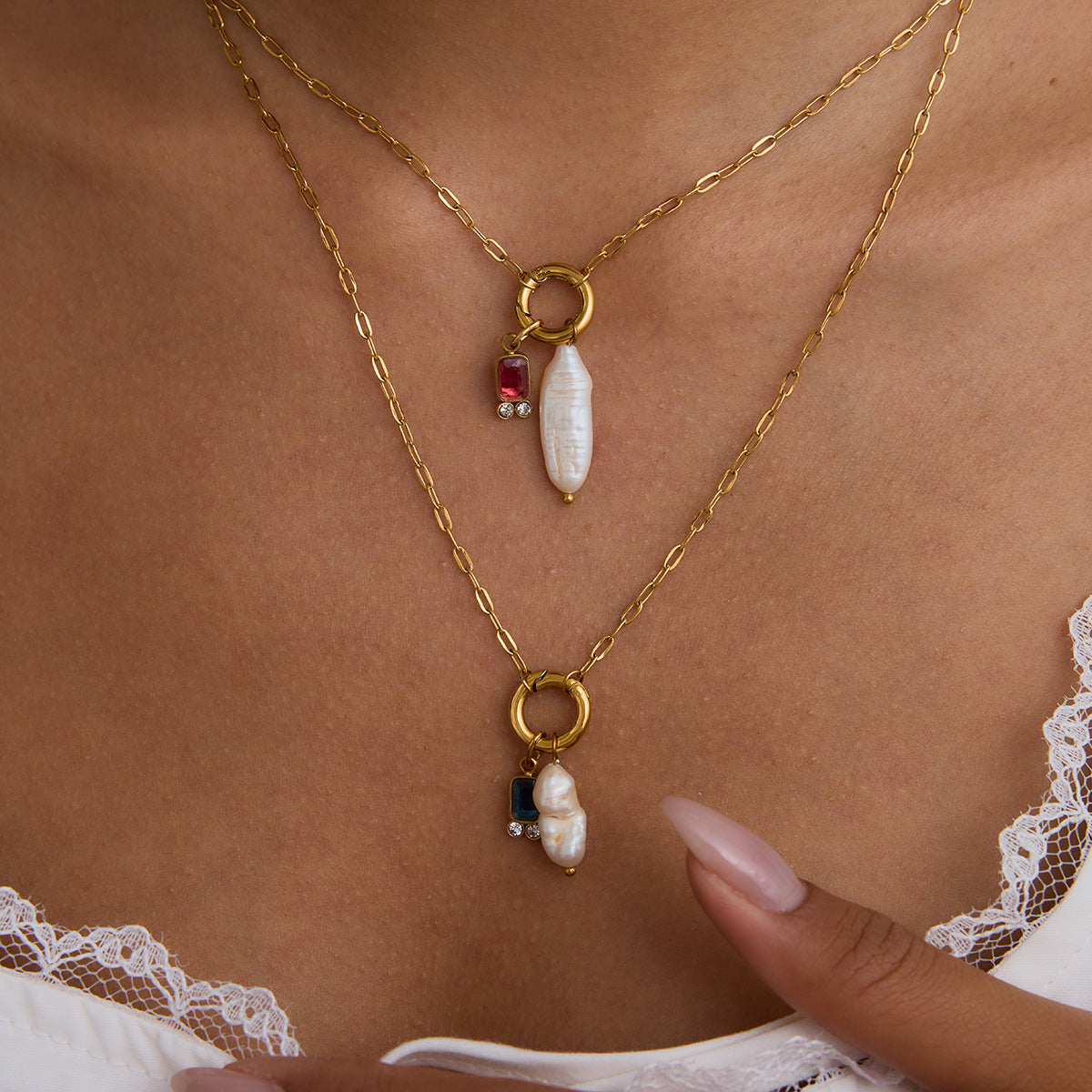 Caitlin Birthstone Pearl Necklace
