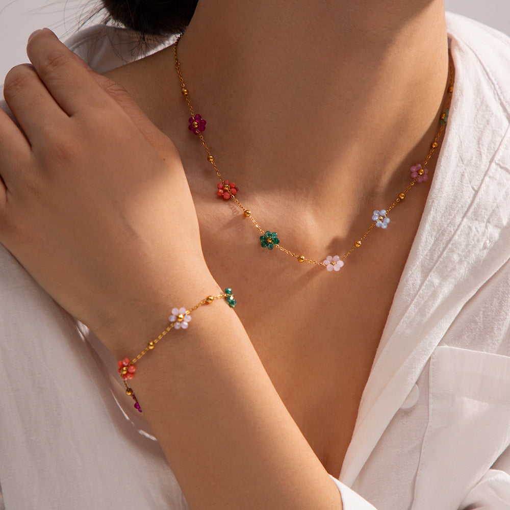 Azalea Floral Gold Bracelet