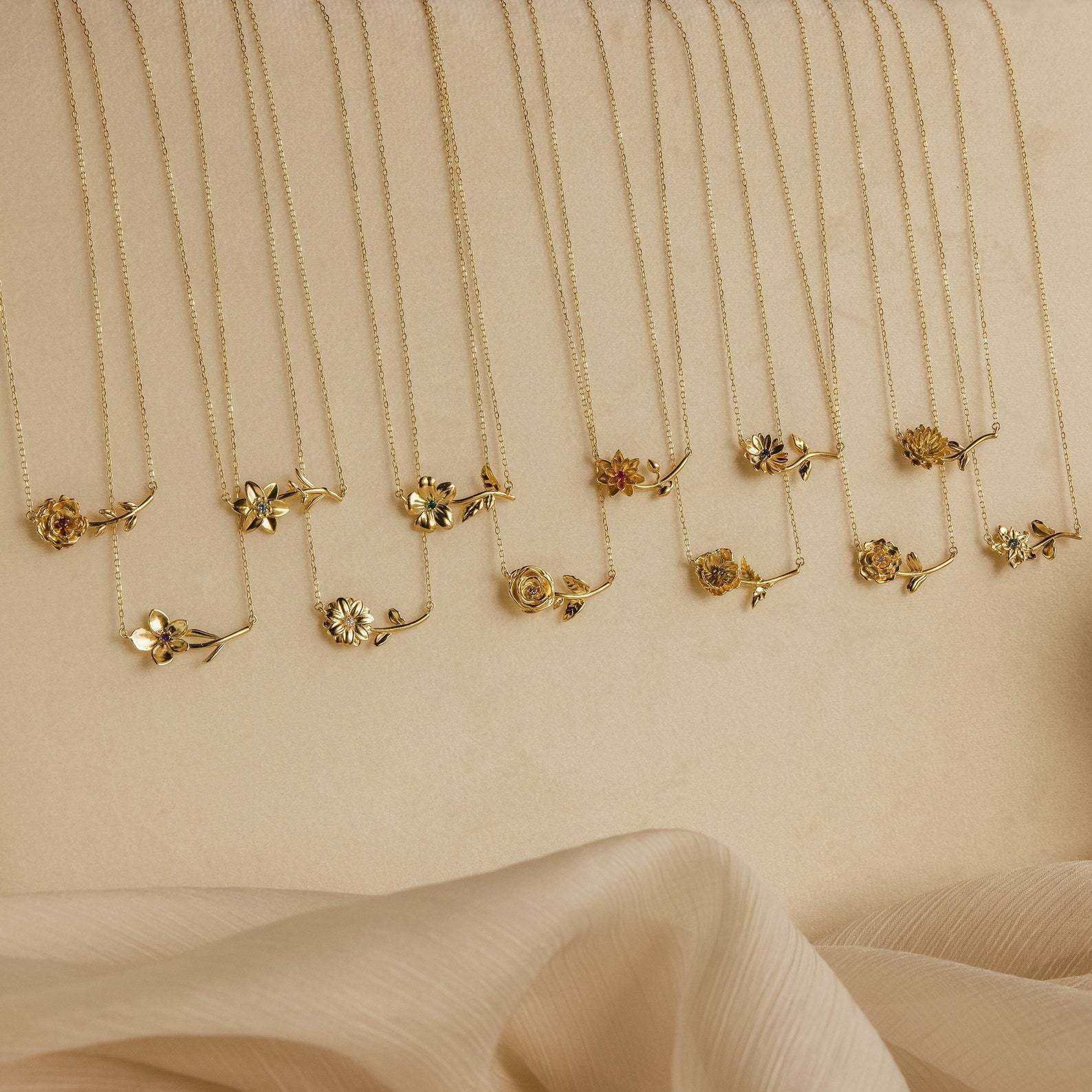 Maribelle Birth Flower Gold Necklace