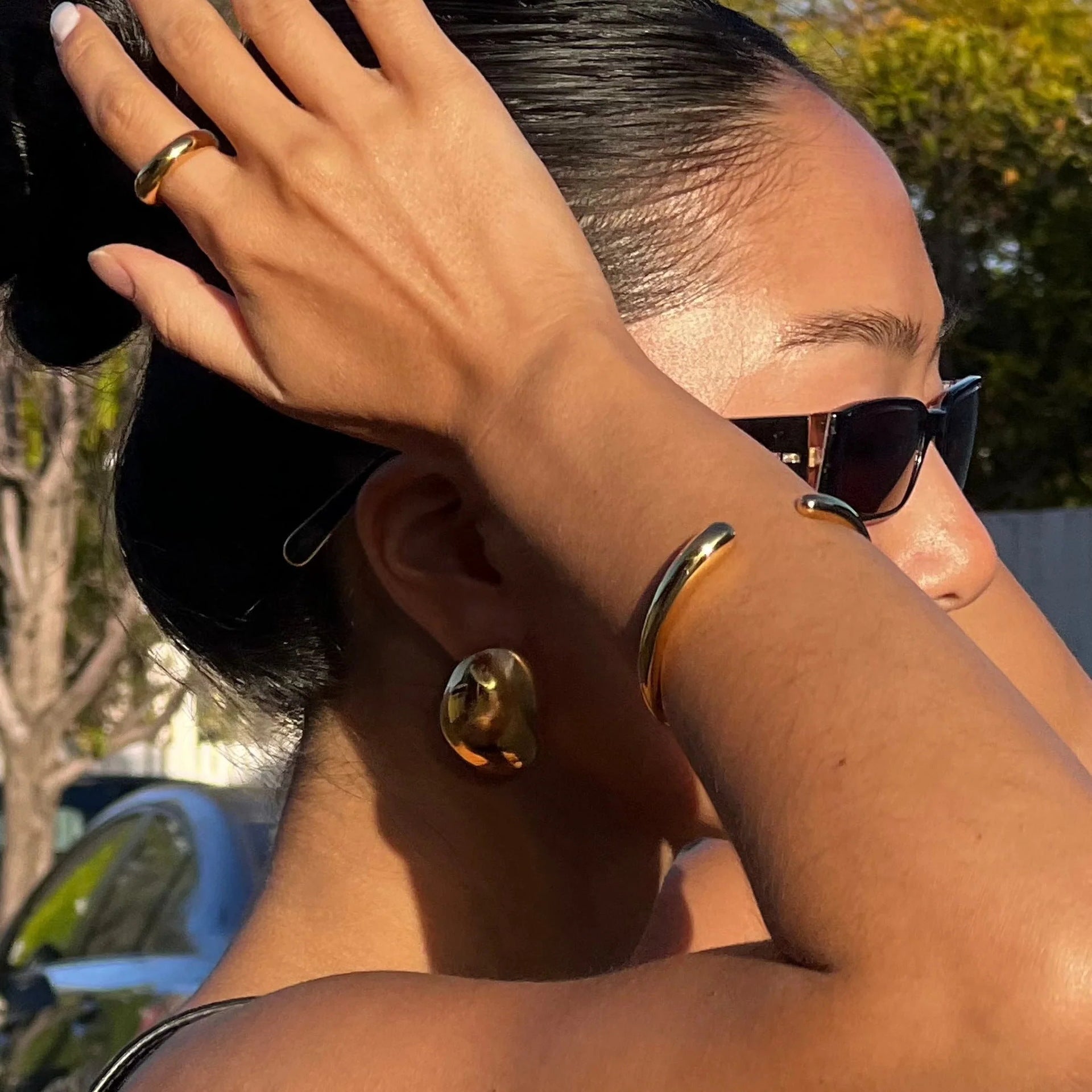 Carrie Chunky Bean Gold Earrings