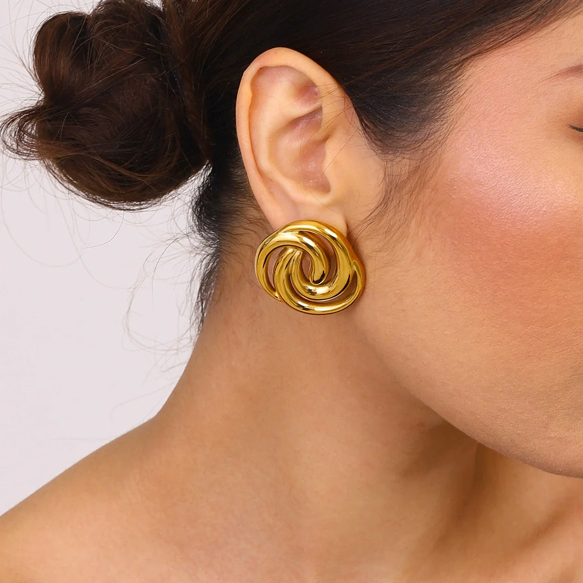 Janice Triple Spiral Gold Earrings