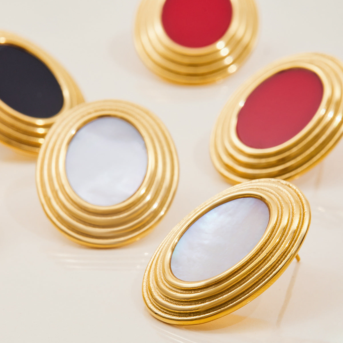 Ruthie Gold Enamel Earrings