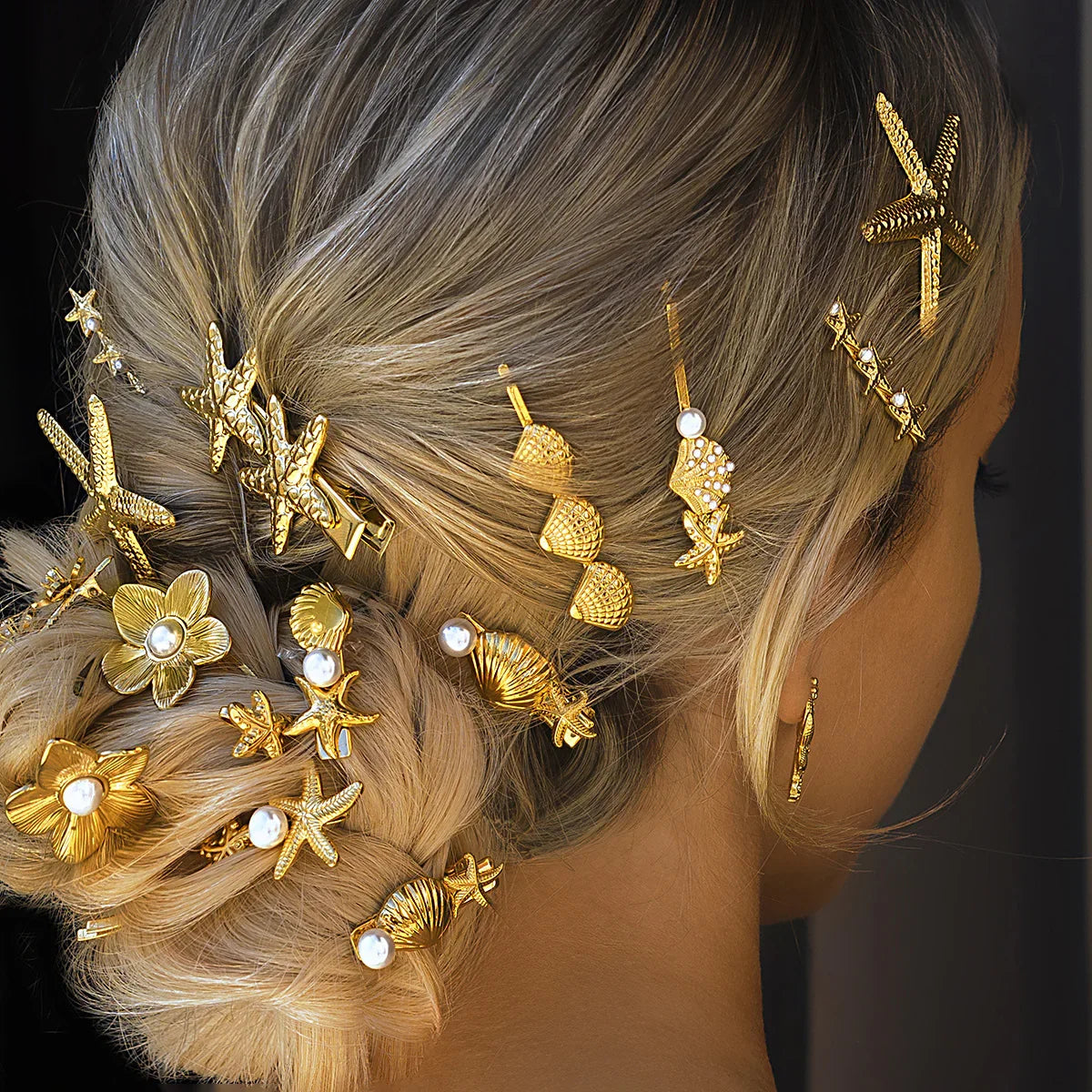 Seashell Serenity Gold Hair Clip