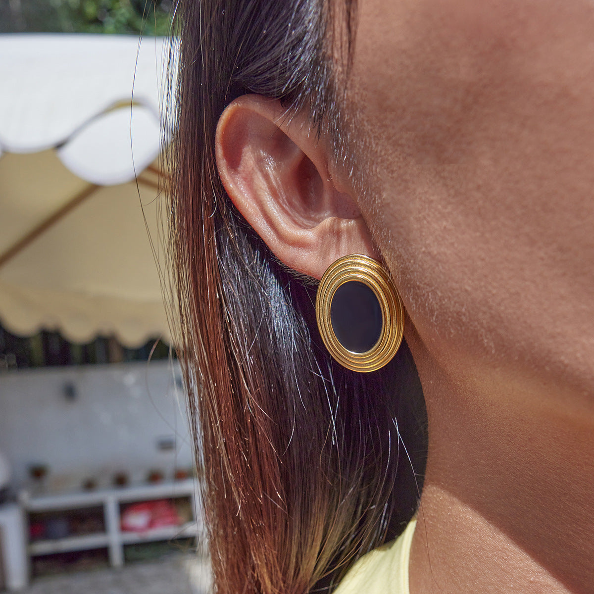 Ruthie Gold Enamel Earrings