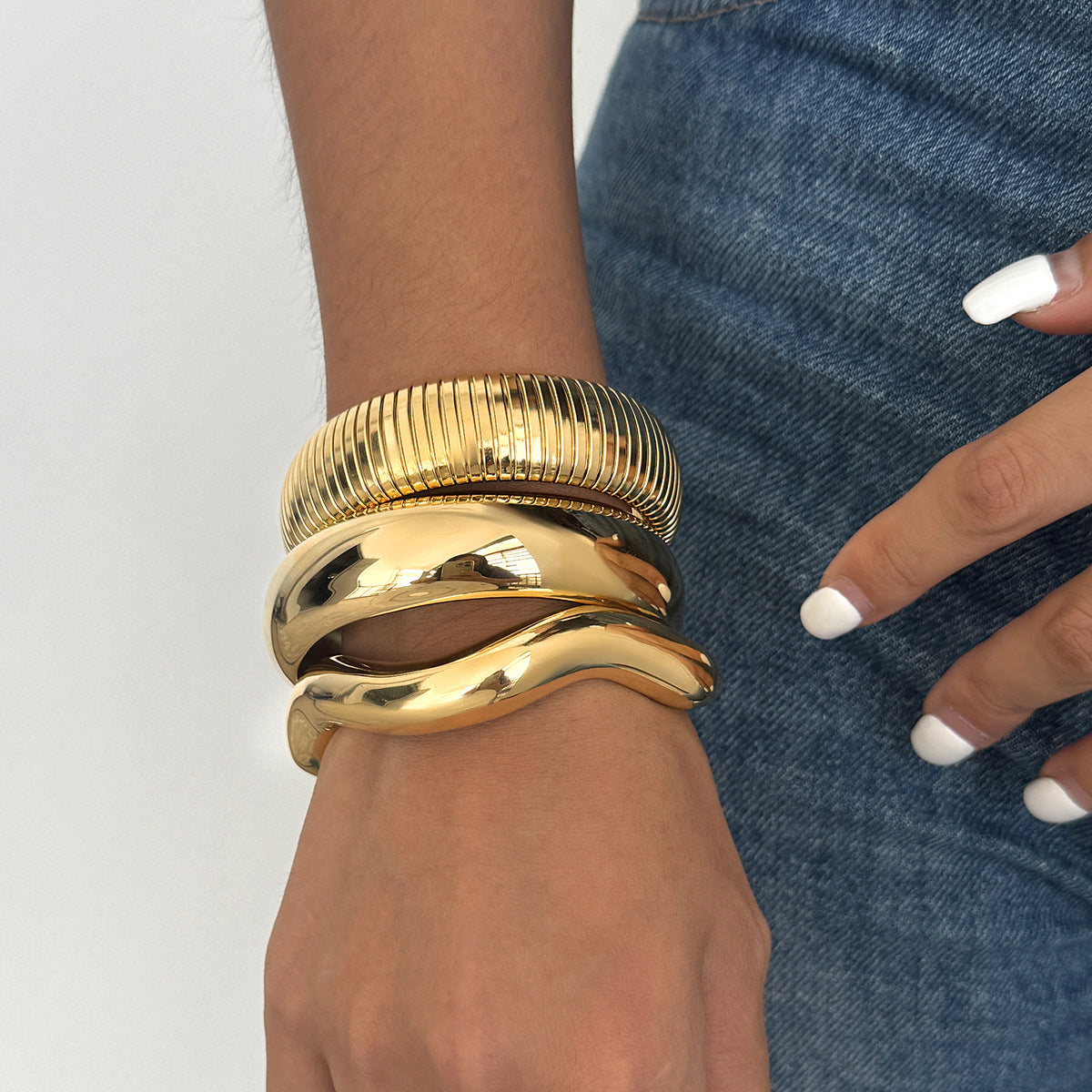Luneth Chunky Gold Bangle Bundle