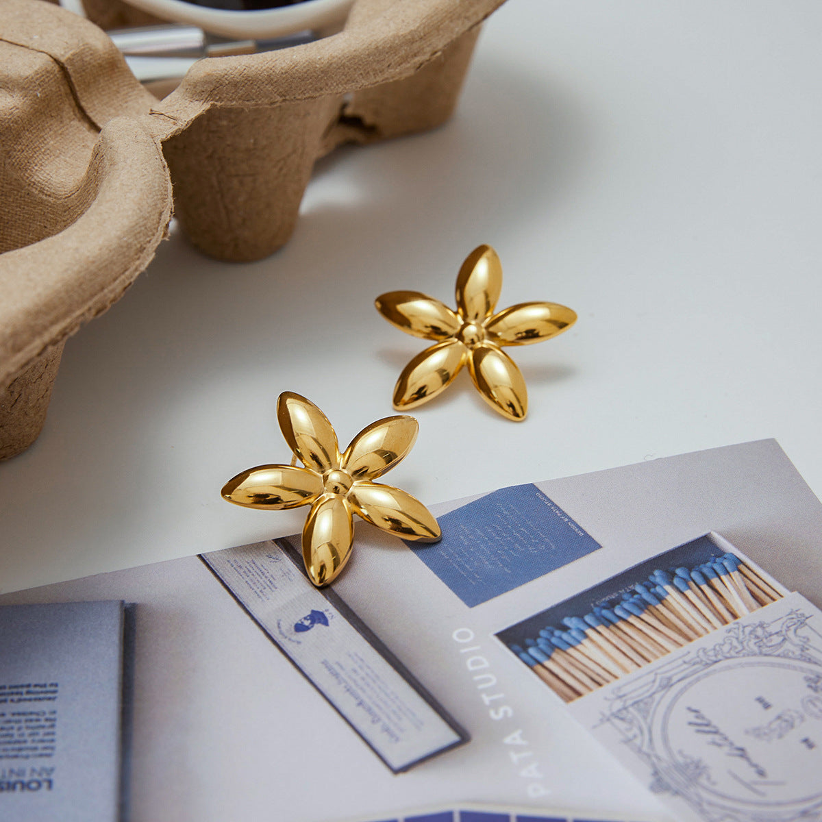 Monica Floral Gold Earrings