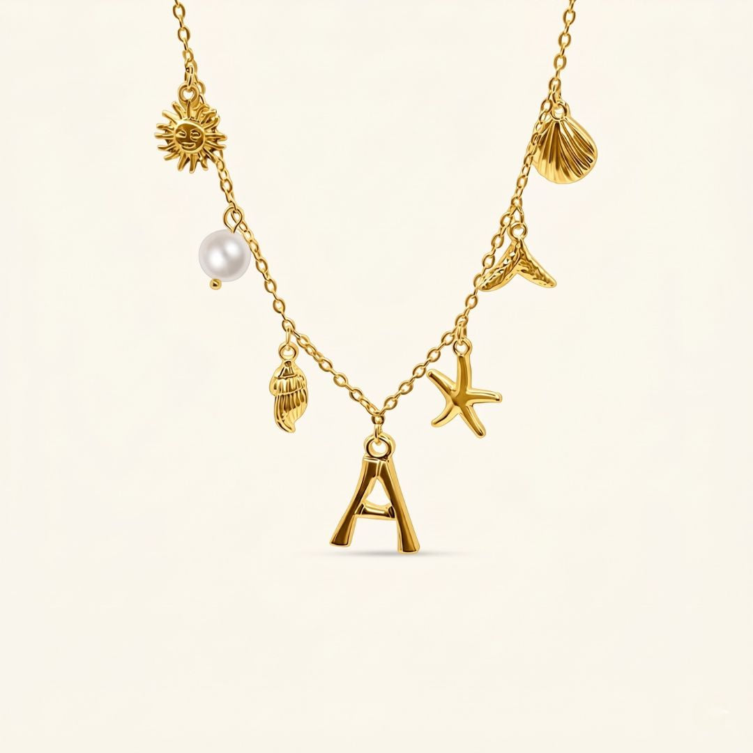 Gold Ocean Letter Necklace
