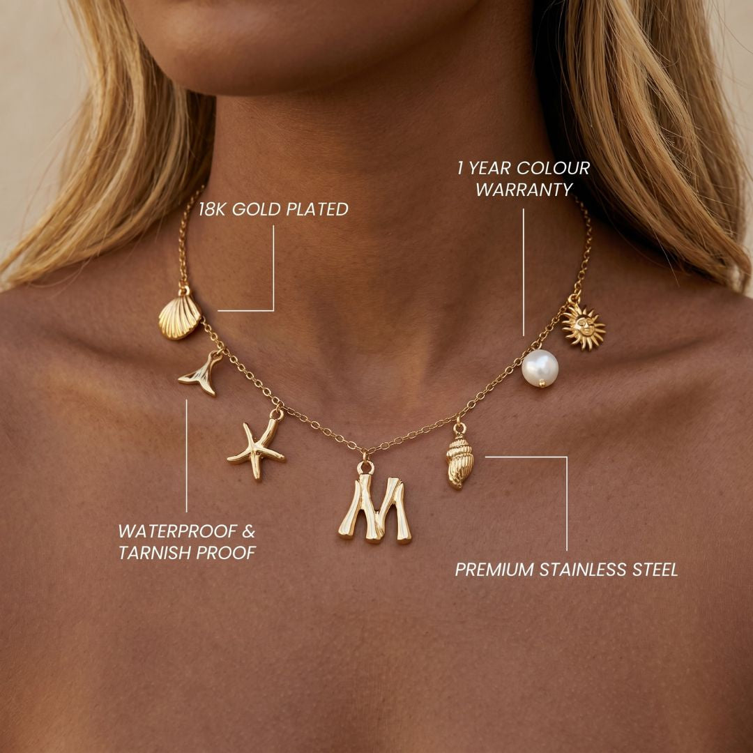 Gold Ocean Letter Necklace