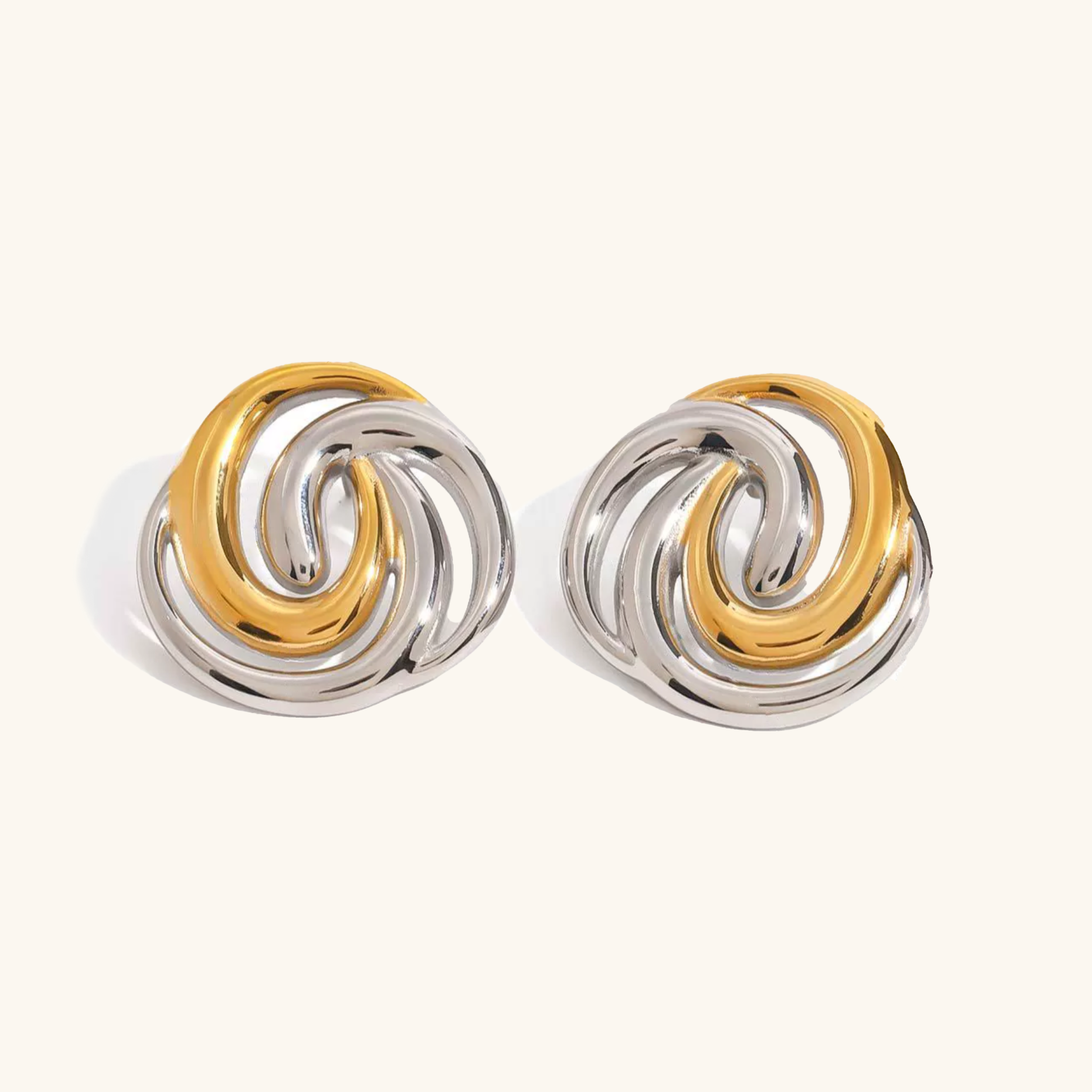 Janice Triple Spiral Gold Earrings