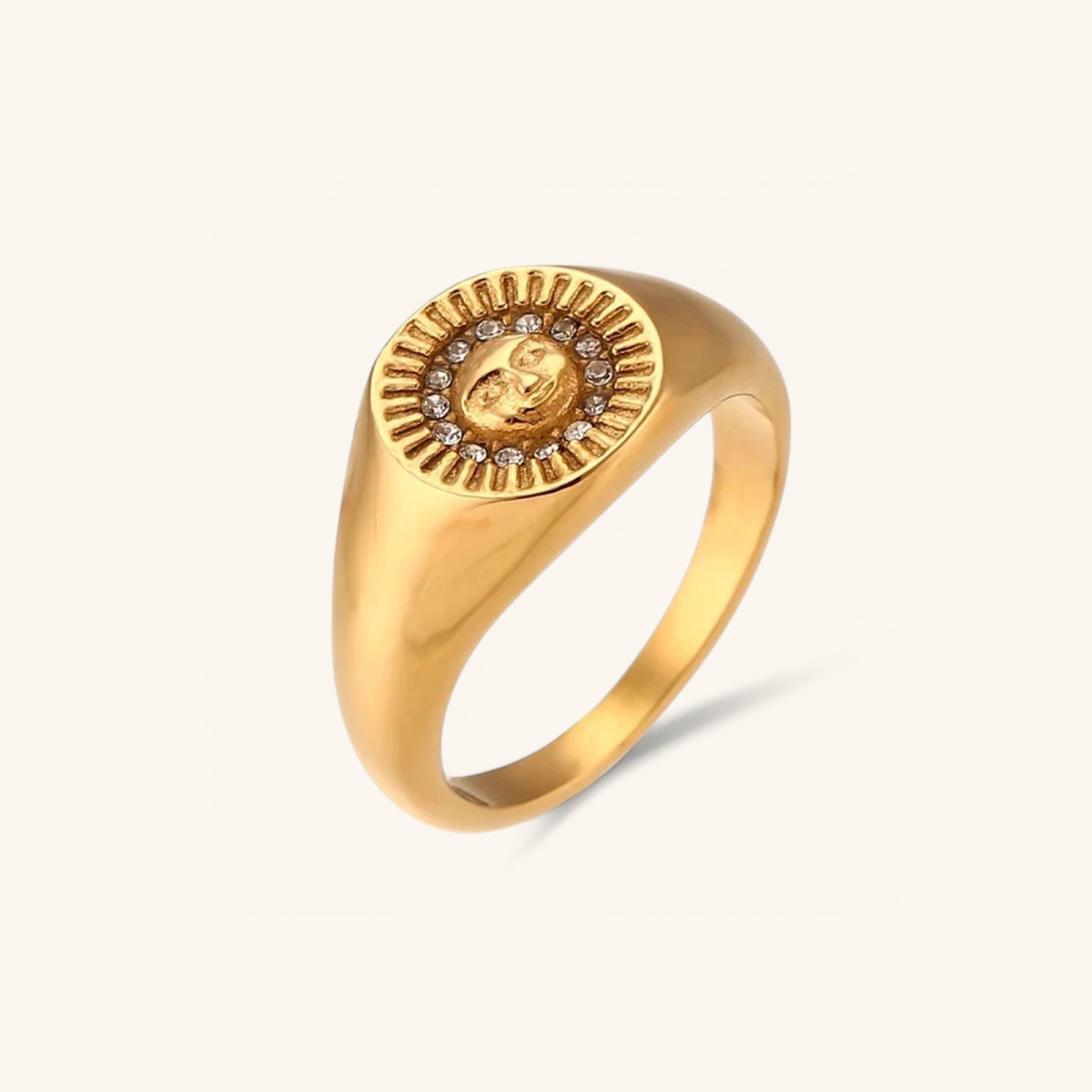 Solari Sunface Gold Ring