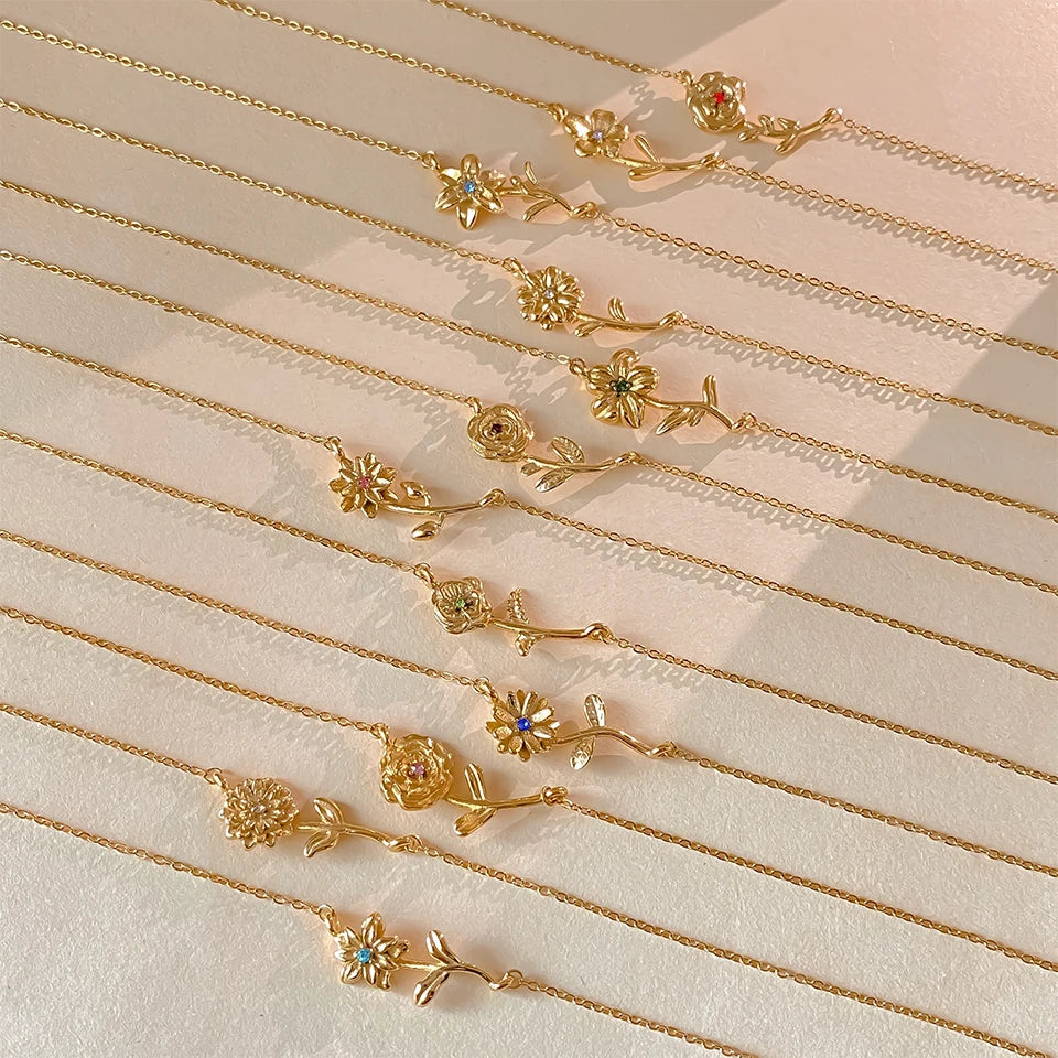 Maribelle Birth Flower Gold Necklace