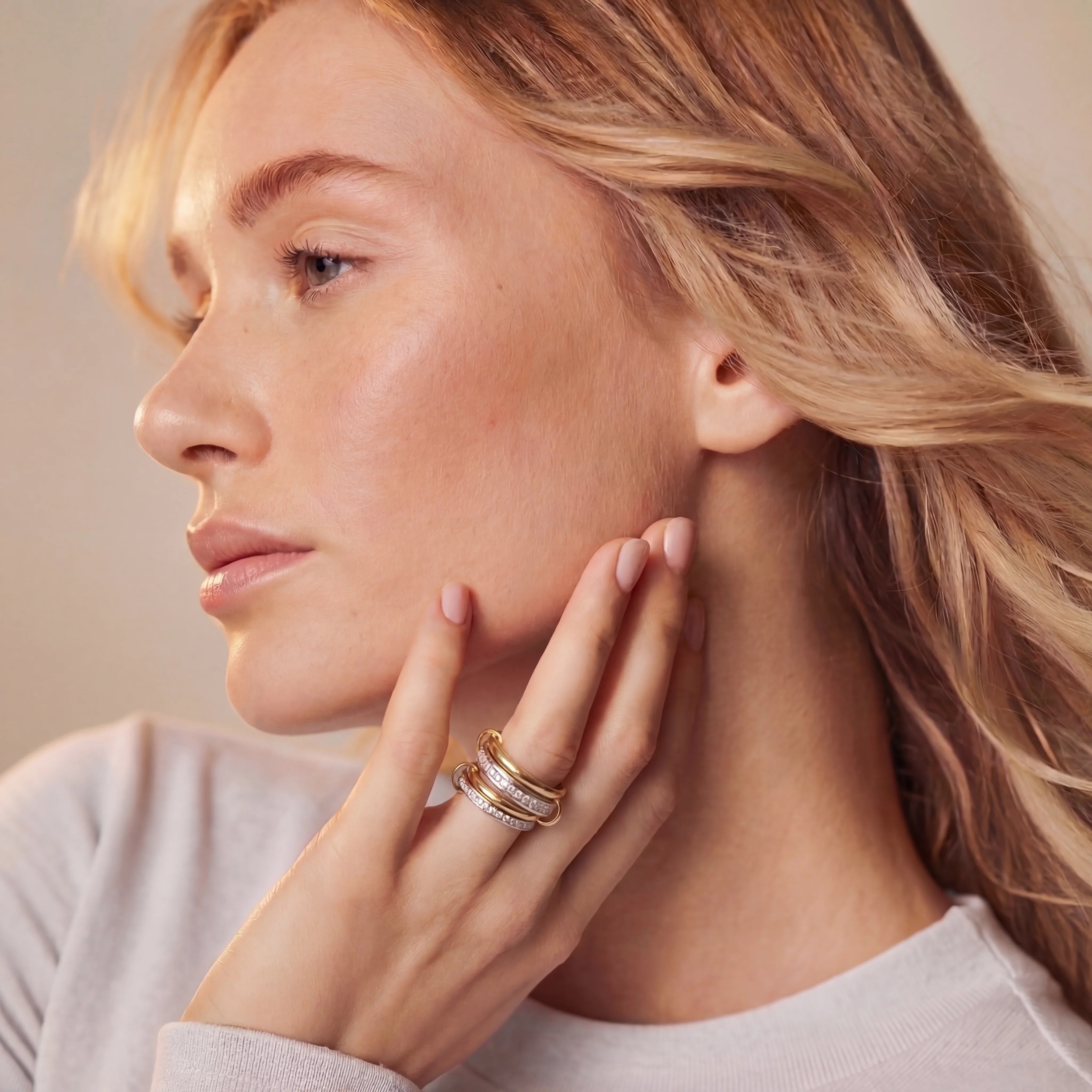 Kristin Two Tone Stacked Diamond Ring